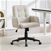 chairus Sedia da Ufficio in Tessuto Sedie per Scrivania con Schienale Trapuntato Sedia Girevole con Ruote Poltrona Altezza Regolabile per Ufficio/Studio/Trucco, Beige