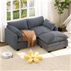 Xbro Divano Modulare a L 2 Posti con Pouf, Divano Cloud in Tessuto a Coste, Seduta Profonda e Morbida, Rivestimento Sfoderabile, Divano Compatto per Soggiorno e Camera, Grigio Scuro
