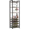 Tribesigns Portabottiglie da Terra, Cantinetta Portabottiglie Scaffale per Vino con Portabicchiere in Legno da 20 Bottiglie, per Enoteca, Cucina, Sala da Pranzo, Marrone Rustico