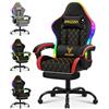 bigzzia Sedia Gaming con LED RGB, Sedia da Gaming Ergonomica con Supporto Lombare e Poggiapiedi, Sedie da Gioco Regolabile e Girevole con Una Capacità di Carico di 150 kg(Rosso)