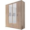 AVANTI TRENDSTORE - Kalle - Armadio in legno laminato con 4 ante a battente e 2 cassetti, disponibile in 2 diversi colori, dimensioni: LAP 160x196x54 cm (Quercia Sonoma)