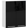 AKORD | Pensile da Cucina a Parete - Oliwia W60 | 2 Ripiani e 2 Anta Armadio da Cucina | Componibile Mobili da Cucine Armadi | Pannello laminato | 60 x 30 x 72 cm | Bianco | Nero lucido