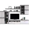 AVANTI TRENDSTORE Fondi - Parete da soggiorno a 5 pezzi in laminato, moderna e spaziosa, colore grigio cemento/bianco. Dimensione: LAP 300x201x41 cm