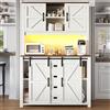 Kebnor Armadi da cucina (115 × 40 × 174,7 cm), credenze alte cucine, credenze, mobili da cucina con ante scorrevoli e illuminazione a LED (bianco)