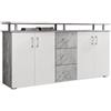 Stella Trading LIFT Mobile alto con ripiano in look cemento, colore bianco, mobile per soggiorno con cassetti e tanto spazio per la zona giorno, 178 x 90 x 38 cm, larghezza x altezza x profondità