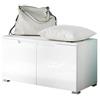 AVANTI TRENDSTORE - Spilla - Panchina guardaroba da ingresso elegante, in laminato di colore bianco lucido con corpo in bianco opaco. Dimensioni LxAxP ca. 80x43x40 cm