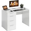 HOMCOM Scrivania Salvaspazio, 110x61.5x75 cm Scrivania Moderna con 4 Cassetti, Tavolo Computer per Casa, Studio, Camera e Ufficio, Bianco Lucido