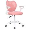 AVANTI TRENDSTORE Erchie - Sedia girevole e regolabile in altezza con bracciolo da scrivania o ufficio, nel colore rosa. LAP ca. 56x81-93x48 cm