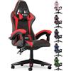 Racingreat Sedia Gaming,Sedia da Gioco Sedia da Ufficio, Poggiatesta e Cuscino Lombare, Ergonomica In Pelle PU Sedia Da Computer Per Gamer Ufficio Casa Adulto Adolescente -Rosso