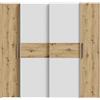AVANTI TRENDSTORE - Flavi - Armadio in legno laminato nel colore quercia Artisan/bianco con 2 ante battente e 2 scorrevoli, all'interno ripiani e appendiabiti. Dimensioni LAP 200,1x190,5x61,6 cm.