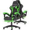 Racingreat Sedia da gaming, ergonomica, per gamer, con cuscino lombare e poggiatesta, regolabile in altezza, sedia per computer, per ufficio, per adulti, ragazze e ragazzi (Con poggiapiedi,Verde