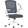 naspaluro Sedia da Ufficio Scrivania Ergonomica, Con Braccioli Pieghevoli, Altezza Regolabile, Seduta e Schienale in Rete Respirante, Girevole con Ruote, Funzione Oscillante, Blu scuro