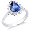 Gioielli di Valenza Anello contorno in oro bianco 750 con zaffiro blu e diamanti