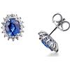 Gioielli di Valenza Orecchini a contorno oro bianco 18k con zaffiro ovale blu e diamanti