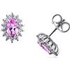 Gioielli di Valenza Orecchini in oro bianco 750 con diamanti e zaffiro rosa ovale
