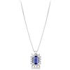 Gioielli di Valenza Collana in oro bianco 18k con zaffiro blu e contorno in diamanti