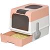 Willonin Contenitore XXL per Lettiera Con Filtro e Paletta, Chiuso e Facile da Pulire per Gatti (B,Rosa)