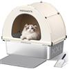 Meowant Lettiera per Gatti in Acciaio Inox, 85L Lettiera Gatto Chiusa XXL con Paletta e Tappetino, Deodorante, Rimovibile 60 x 40 x 60 cm Toilette per Più Gatti