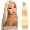 Hxxcoup 32 Inch Bundles Human Hair Extensions Natural Hair Straight Brazilian Virgin Human Hair Light Blonde Double Weft Extensions for Women Minimal Tangles 100g/Bundle