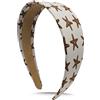 DEIMODRA Cerchietto Capelli Donna Beige Chiaro Antiscivolo con Motivo Stelle Marine - Frontino Fermacapelli Elegante, Fascia Larga 4 cm per Yoga, Sport e Skincare - Accessorio Estivo Multicolore (Beige)
