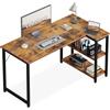 Coleshome Scrivania Gaming, 120x70 cm Scrivania Angolare con Ripiano Portaoggetti Reversibile, Scrivanie a L Salvaspazio, Adatta come Scrivanie Computer Negli Angoli della Casa, Marrone