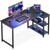 Coleshome Scrivania Gaming, 120x70 cm Scrivania Angolare con Ripiano Portaoggetti Reversibile, Scrivanie a L Salvaspazio, Adatta come Scrivanie Computer Negli Angoli della Casa, Nero
