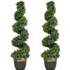 HOMCOM Set 2 Piante Finte da Interno di Bosso a Spirale 115cm con Lavanda, 41 Fiori e Vaso, Piante Topiaria Artificiali da Esterni, Pianta Finta Anti-UV per Decorazione Casa, Giardino, Verde e Blu