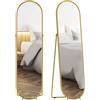 HOMCOM Specchio da Terra Ovale Moderno, 50x180 cm Specchio Autoportante a Figura Intera Antiscoppio con Cornice in Metallo e Supporto, per Camera da Letto, Soggiorno e Ingresso, Oro