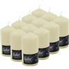 Hofer Candele Grandi Avorio a Colonna - 8 x 15 cm - Set di 12 Candele Decorative Cilindriche - Colore Avorio - Lunga Durata di 60 Ore - Cera Antigoccia - Non Profumate - Qualità RAL