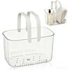 Jwthee Cesto caddy doccia portatile, bidoni della doccia cesto in plastica cesto trasparente con manico di cestini di stoccaggio delle organizzatore in plastica per uso quotidiano (Bianco)