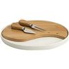 BRANDANI VASSOIO CON TAGLIERE OVALE E 2 COLTELLI FORMAGGIO PORCELLANA E BAMBOO