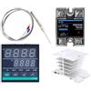 LKUYTVB Regolatore di temperatura PID CH102 termostato digitale per sensore sonda termocoppia tipo K da 220 V+ 1 m M8 + relè SSR 40DA + dissipatore di calore (colore: 1 set con base)