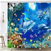 OCEUMACO Delfini Tenda Doccia Antimuffa 240x200 cm Grande Tessuto Poliestere Tenda per Doccia Pesci Oceano Blu Stoffa Impermeabile Tende Vasca da Bagno con Anelli Lavabile Lavatrice