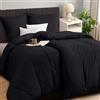 Utopia Bedding Copripiumino Una Piazza e Mezza - Microfibra Copripiumino 2 x 135x200cm + 2 x Federe 80x80cm - Nero