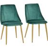 HOMCOM Sedie Moderne e Imbottite da Salotto, Soggiorno, Cucina, Sala da Pranzo, Set 2 Pz, Sedia Imbottita Verde, 50x56.5x85cm|Aosom