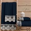 PETTI Artigiani Italiani - Asciugamani Bagno in 100% Spugna di Cotone, Set Asciugamani 1+1, 2 Pezzi 1 Asciugamano Viso e 1 Asciugamano Mani, Blu
