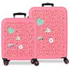 Pepe Jeans Evelyn Fucsia Set di Bagagli 55/68 cm Rigido ABS Lucchetto a Combinazione Integrato 109L 6.08kg 4 Doppie Ruote Estensibile Bagaglio a Mano di Joumma Bags