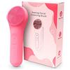 QUIRUMED Spazzola per la pulizia del viso con funzione di calore, massaggiatore facciale elettrico in silicone, impermeabile, ergonomico, ricarica USB, 3,5 W, colore rosa