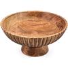 EDHAS Fruit Bowl, ciotola da portata rustica in legno per insalate, snack e decorazione da tavolo per cucina e tavolo da pranzo (25,4 x 25,4 x 12,1 cm)