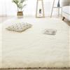 AIMECO Tappeti camera da letto Tappeto Peloso Morbido lungo Soggiorno Carpet stanza da letto pelo moderno scendiletto salotto Antiacaro Antiscivolo Bambini pavimento Grande 120 * 180cm Bianco crema