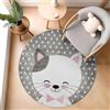 SIMPEX Tappeti per bambini, Disegno gatto, Tappeto Rosa, 120 cm Rotondo, Tappeti per bambini, Tappeto camera dei bambini