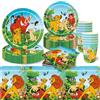 Ainvliya 52 pezzi di decorazioni per compleanno Il Re Leone, stoviglie da festa, piatti di carta, compleanno per bambini, piatti da festa, bicchieri, tovaglioli, cannucce per 10 persone