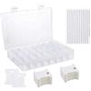 Happyupcity GJY68831 - Scatola organizer per punto croce, con 24 fessure, con 50 bobine di filo interdentale in plastica bianca e 552 adesivi con numero di filo interdentale