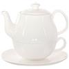 Buchensee Faggio di faggio Tea for One Daisy 600 ml in porcellana Crystal Bone China in fine bianco cremoso teiera + tazza da tè + sottobicchiere