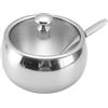 Generic Zuccheriera sferica in acciaio inox, multiuso, con coperchio trasparente e cucchiaino, per zucchero, sale, spezie e condimenti (1 pezzo)