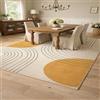 Generico Tappeto,Giallo senape Moderno Geometrico Beige, Nero, 150 x 200 cm, Tappeti Lavabile Antiscivolo Camera Cucina Soggiorno Salotto