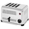 VERTES Tostapane Toaster Professionali per 4 Fette (Acciaio Inossidabile, 2300W, 230V, Timer Fino a 5 Minuti, Vassoio per le Briciole, 4 Piedini in Gomma, 2 o 4 Panini per Tostare Simultaneamente)