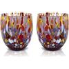 MAZZEGA ART & DESIGN - 2 Bicchieri da Acqua Classic in Vetro Soffiati e Lavorati a Mano con Murrine di Murano, linea "I Colori di Murano" 320 ml. Made in Italy (VIOLA, 2)