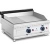 Royal Catering Griglia Fry Top A Gas Piastra per Grigliare RC-GGHR750 (Liscia, Rigata, Propano, Butano, 20 mbar, Acciaio)