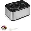 LIFEZEAL Gelatiera Autorefrigerante 1,5 L con Compressore, 120W Macchina per Gelato 4 Modalità, per Frozen Yogurt e Gelato, Display LED, Timer 24H, Cestello Rimovibile e Misurino, Acciaio Inox, Nero